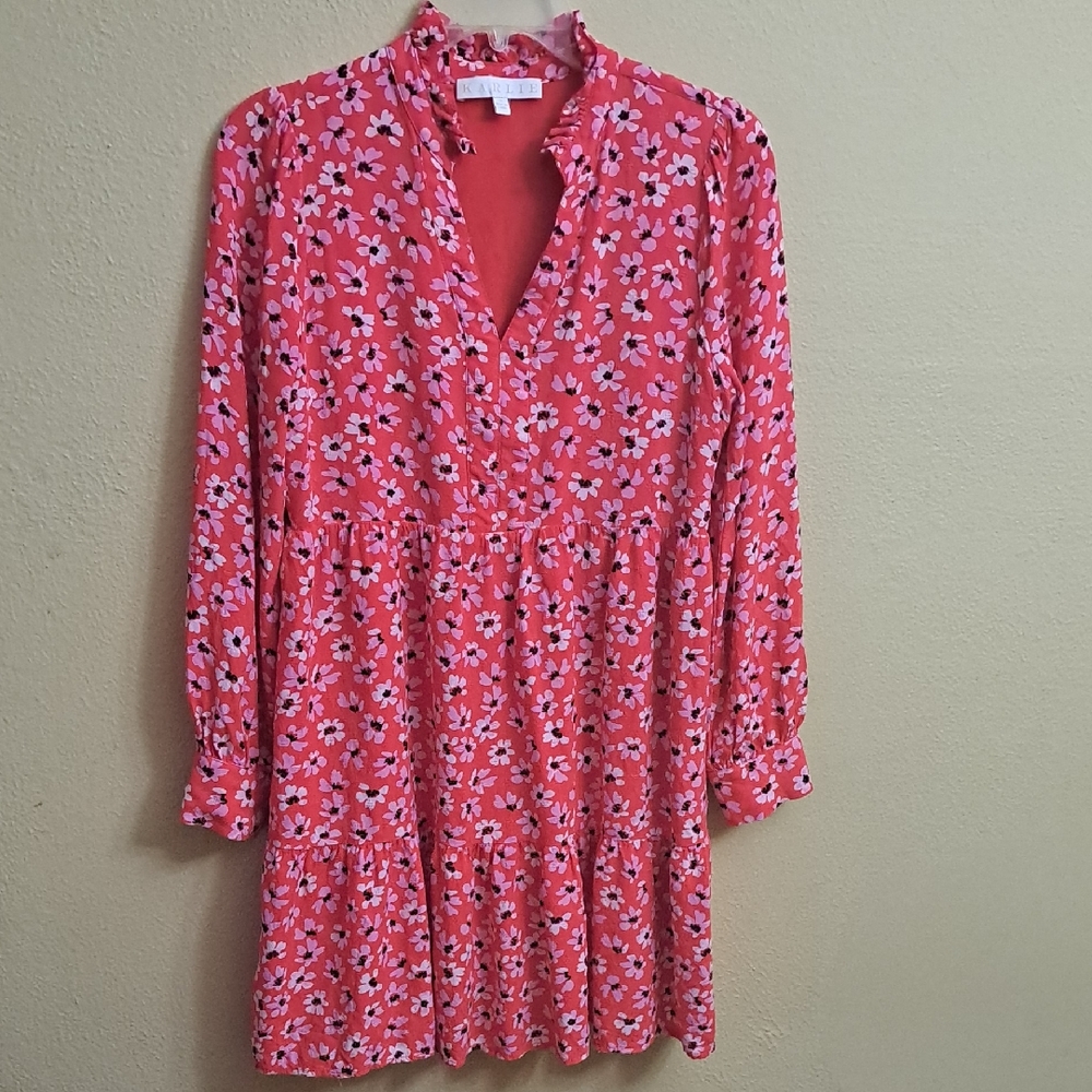 Floral Red Long Sleeve Dress.  Karlie.  Size S